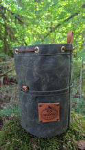 Deluxe Green Waxed Canvas Cedar Bucket Bag with Pockets