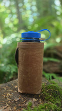 Medium Brown Waxed Canvas Sleeve with Belt Loop for your Water Bottle