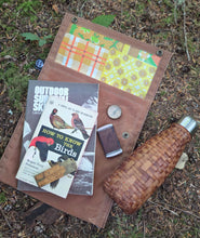 Waxed Canvas Two Snap Notebook Pouch  with Vintage Lining Built Bigger for the Trail