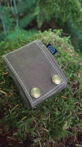 Tan Waxed Canvas Foraging Pouch , Hip Bag with Retro Stripes