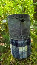 Waxed Canvas Cedar Bucket Bag with Vintage Pendleton Plaid Wool in Small