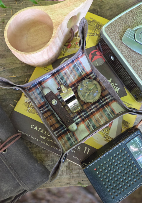 Flannel Lined Brown Waxed Canvas Travel Tray for your Gear or EDC