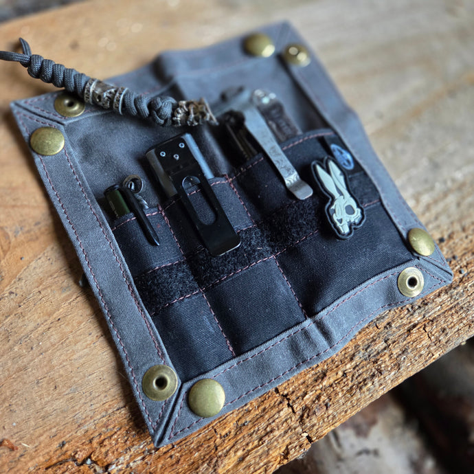EDC Waxed Canvas Travel Tray with Hook and Loop