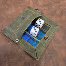 Tiny Waxed Canvas Dice Pouch with Wool Lining