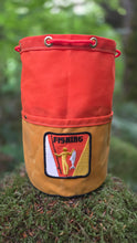 One-of-a-Kind Medium Yellow Cedar Bucket Bag with Fishing Patch