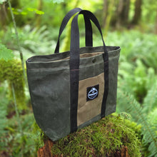 Sturdy Waxed Canvas Ammo Bag with Wrap Around Handles Green and Tan