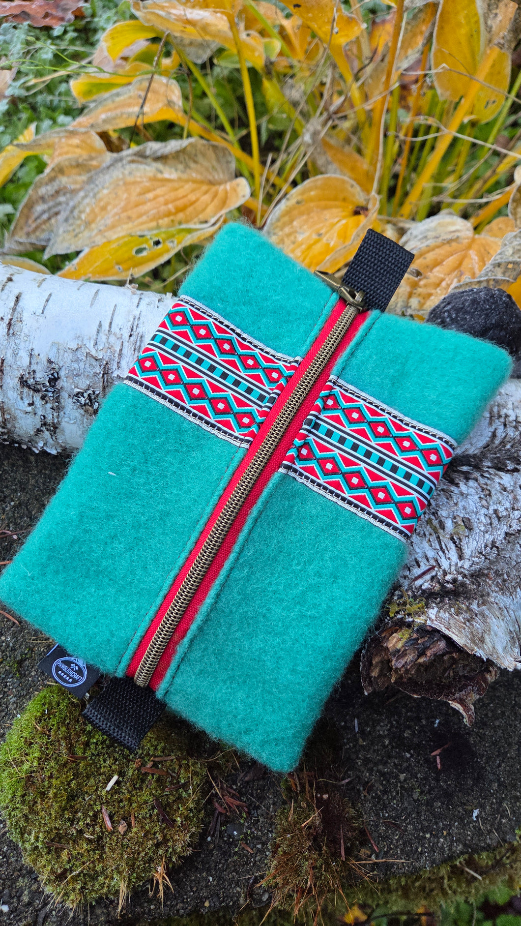 PNWBUSHCRAFT Vintage Wool Zipper Pouch with Trim