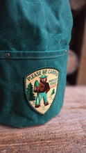XL Green Cedar Bucket Bag – Waxed Canvas with Vintage Smokey the Bear Patch