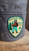 XL Brown Cedar Bucket Bag – Waxed Canvas with Vintage Smokey the Bear Patch