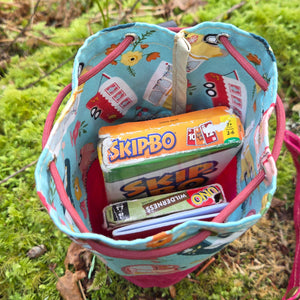 Raspberry Waxed Canvas Bucket Bag &amp; Matching Travel Tray