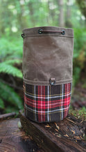 Deluxe Brown Waxed Canvas Cedar Bucket Bag with Vintage Wool Pockets