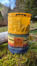 Yellow Waxed Canvas Cedar Bucket Bag with Vintage Wool Stripes