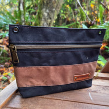 Black and Brown Waxed Canvas Zipper Pouches