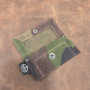 Tiny Waxed Canvas Dice Pouch with Wool Lining