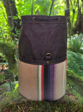 Cedar Bucket Waxed Canvas Bag with Vintage Serape Pockets - One-of-a-Kind Heritage Piece