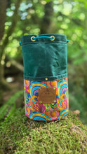 Colorful Green Waxed Canvas Cedar Bucket Bag with Pockets
