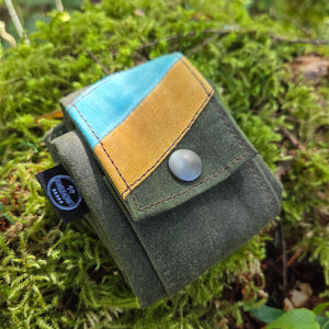 Green Retro Waxed Canvas Brown Foraging Pouch , Hip Bag