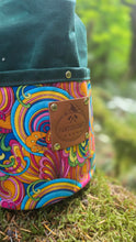 Colorful Green Waxed Canvas Cedar Bucket Bag with Pockets