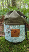 Olive Waxed Canvas Cedar Bucket Bag with Paisley Covered Pockets