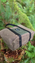 Sturdy Waxed Canvas Ammo Bag with Wrap Around Handles Brown and Green