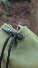 Vintage Green Wool and Black Waxed Canvas Bucket Bag