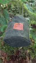 Deluxe Green Waxed Canvas Cedar Bucket Bag with Pockets
