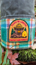 One-of-a-Kind XL Smokey Bear Cedar Bucket Bag – Vintage Patch, Wool Wrapped Pockets, 15” Tall
