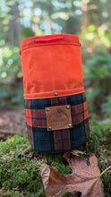 Orange Waxed Canvas Medium Cedar Bucket Bag with Vintage Plaid Wool