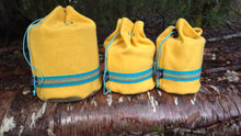 Vintage Yello Wool & Waxed Canvas Bucket Bag Three Sizes