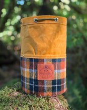Yellow Waxed Canvas Medium Cedar Bucket Bag with Vintage Plaid Wool