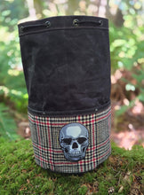 XL Cedar Bucket Bag – Waxed Canvas with Vintage Wool and Skull Patch