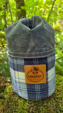 Waxed Canvas Cedar Bucket Bag with Vintage Pendleton Plaid Wool in Small