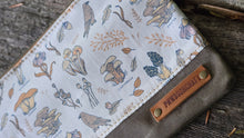 Waxed Canvas Zipper Pouch with Mushrooms and Leather Accents