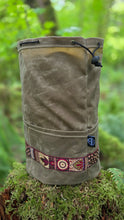 Large Waxed Canvas Cedar Bucket Bag with Vintage Trim