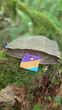 Retro Waxed Canvas Purple, Blue, Tan and Yellow Foraging Pouch , Hip Bag