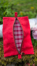 Bright Red Zipper Pouch with Mushroom Pull