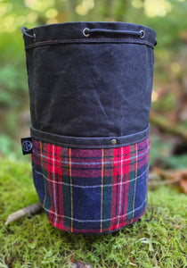 Jr Groundcloth & Cedar Bucket Bag Vintage Wool + Black Waxed Canvas Set of 2