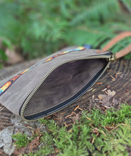 Waxed Canvas Zipper Pouch with Leather