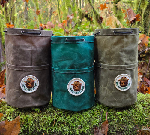 Smokey Bear Waxed Canvas Bucket Bags