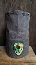 XL Brown Cedar Bucket Bag – Waxed Canvas with Vintage Smokey the Bear Patch