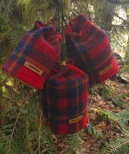 PNWBUSHCRAFT Pendleton Wool & Leather Bucket Bag Set of Three
