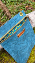 Aqua Waxed Canvas Zipper Pouch
