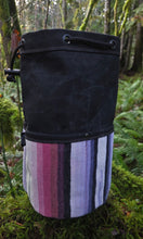 Black Waxed Canvas Cedar Bucket Bag with Vintage Woven Wool