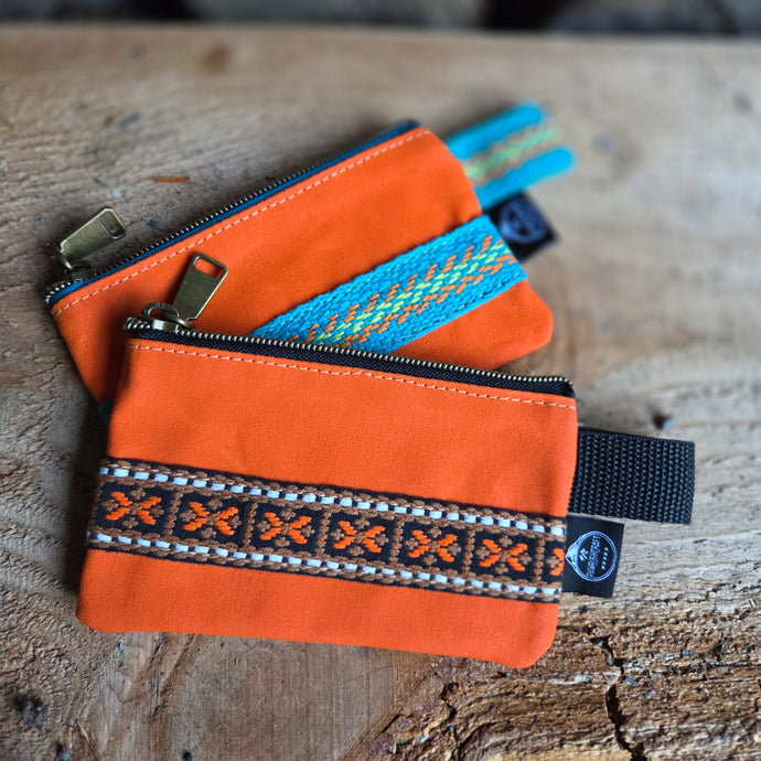 Hunter Orange Waxed Canvas Zipper Pouch