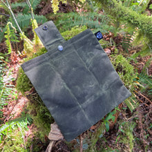 Green Retro Waxed Canvas Brown Foraging Pouch , Hip Bag