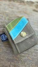 Rugged Waxed Canvas Foraging Bag, Hip Pouch Tan with Blue and Green Stripes