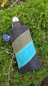 Tiny Pocketknife Bag Slip in Waxed Canvas with Stripes