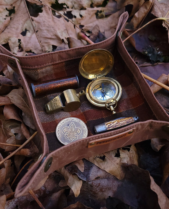 Waxed Canvas and Vintage Wool Travel Tray for your Gear or EDC