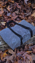Sturdy Waxed Canvas Ammo Bag with Wrap Around Handles Steel and Tan