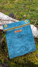 Aqua Waxed Canvas Zipper Pouch